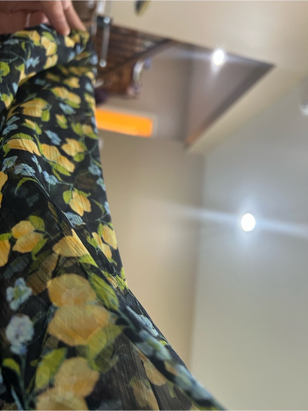 LC Lauren Conrad Black Floral Peasant Blouse with Yellow and Light Blue Flowers - Picture 4 of 6